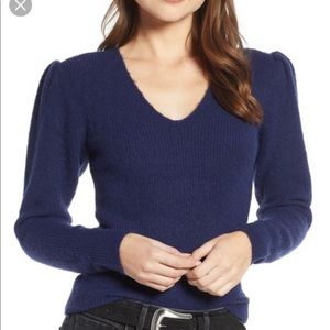 Something Navy Puffed Sleeve Sweater in Navy XXS